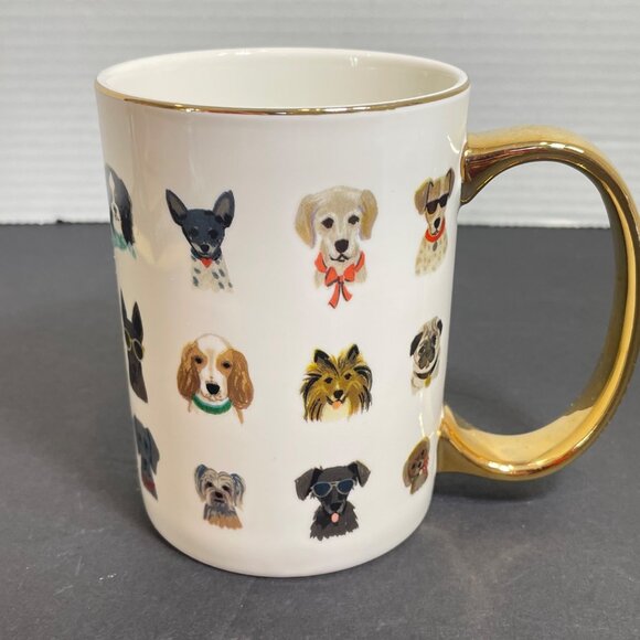 Dog-Themed Mug With Gold Handle & Illustrated Canine Designs By Rifle Paper Co. - Picture 3 of 7